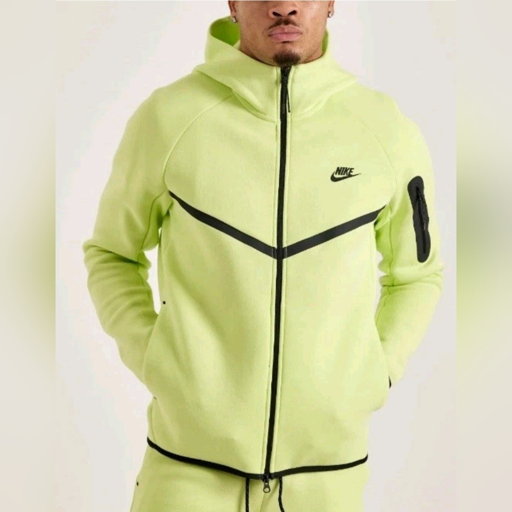MEN'S NIKE TECH FULL-ZIP FLEECE WINDRUNNER Mens Size XL Lemon Twist HV0949-736